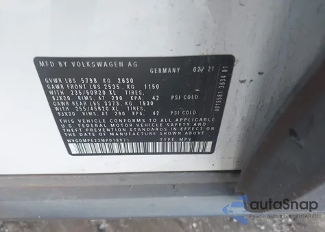 2021 Volkswagen Id.4 1St Edition из США, поврежденный, VIN WVGDMPE22MP018971